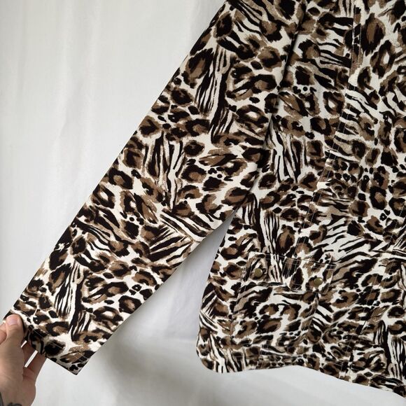 Zenergy Chico's Jacket Women's Large Cheetah Print Full Zip Snap Pockets - Picture 4 of 13